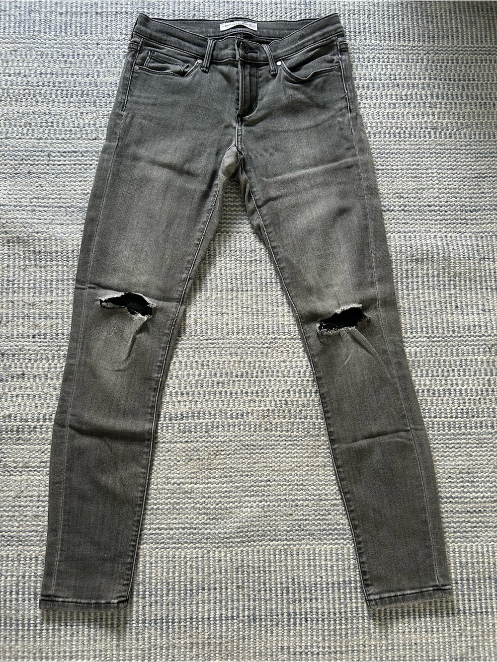 Banana Republic Gray Black Skinny Jeans with Knee Rips